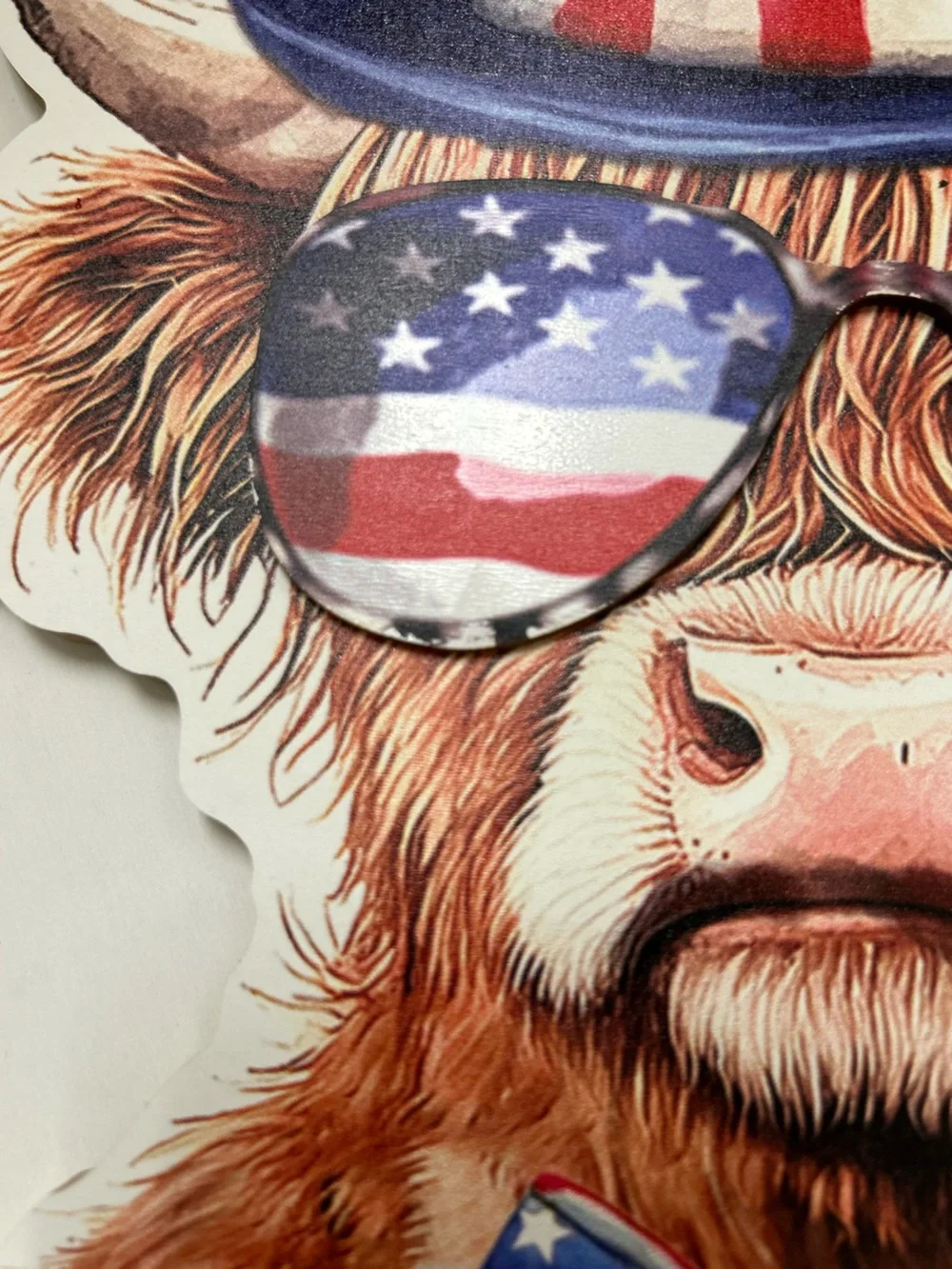 Hobby Lobby Patriotic Red White and Blue Cow Wall Sign - Read